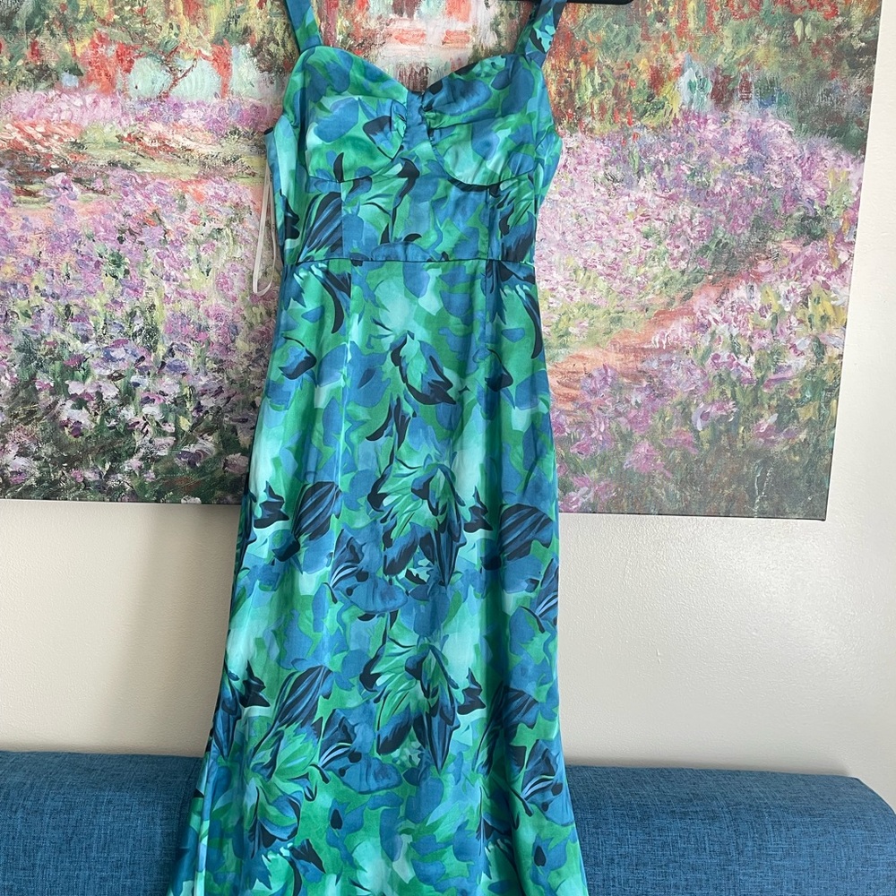 Lulu's Vibrant Blue and Green Maxi Dress